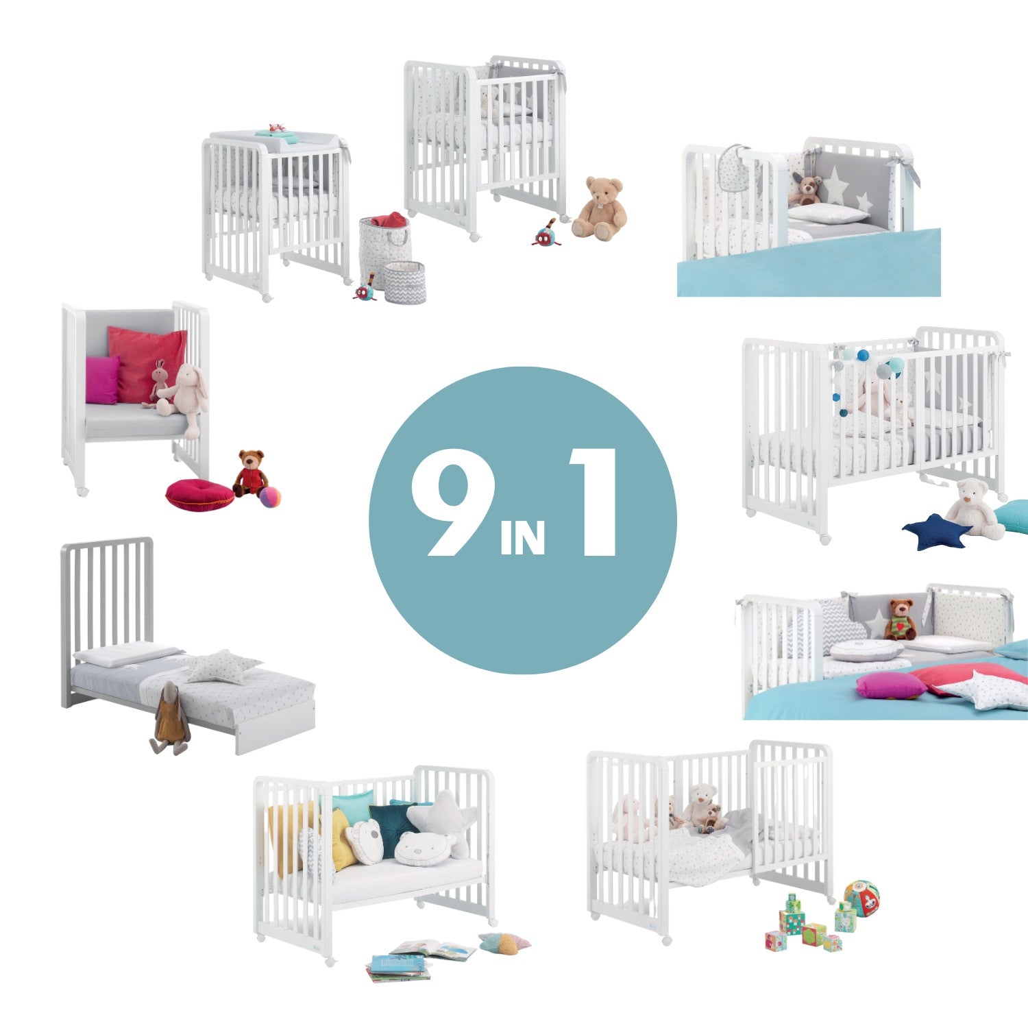 Lettino Evolutivo Glam Lux 1x9 Azzurra Design