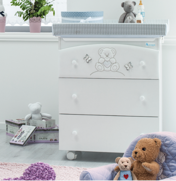 Azzurra Design Bagnetto Fasciatoio Sophia completa la linea Sophia. Realizzato con soli materiali Made In Italy per garantire il benessere del bambino